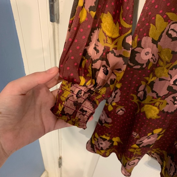 Free people long sleeve purple floral dress - Picture 4 of 5